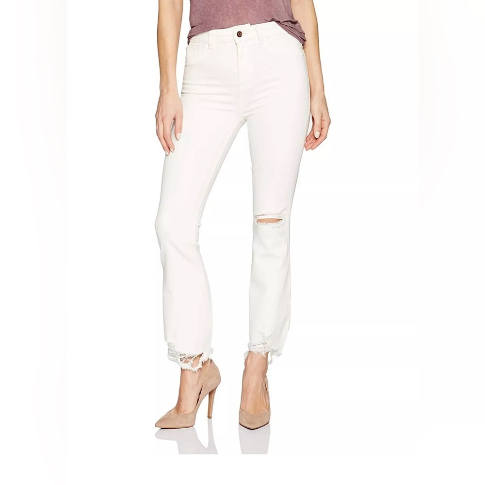 DL1961 Women's Jackie High-Rise Cropped Flare White Jeans (Eggshell) Size 29